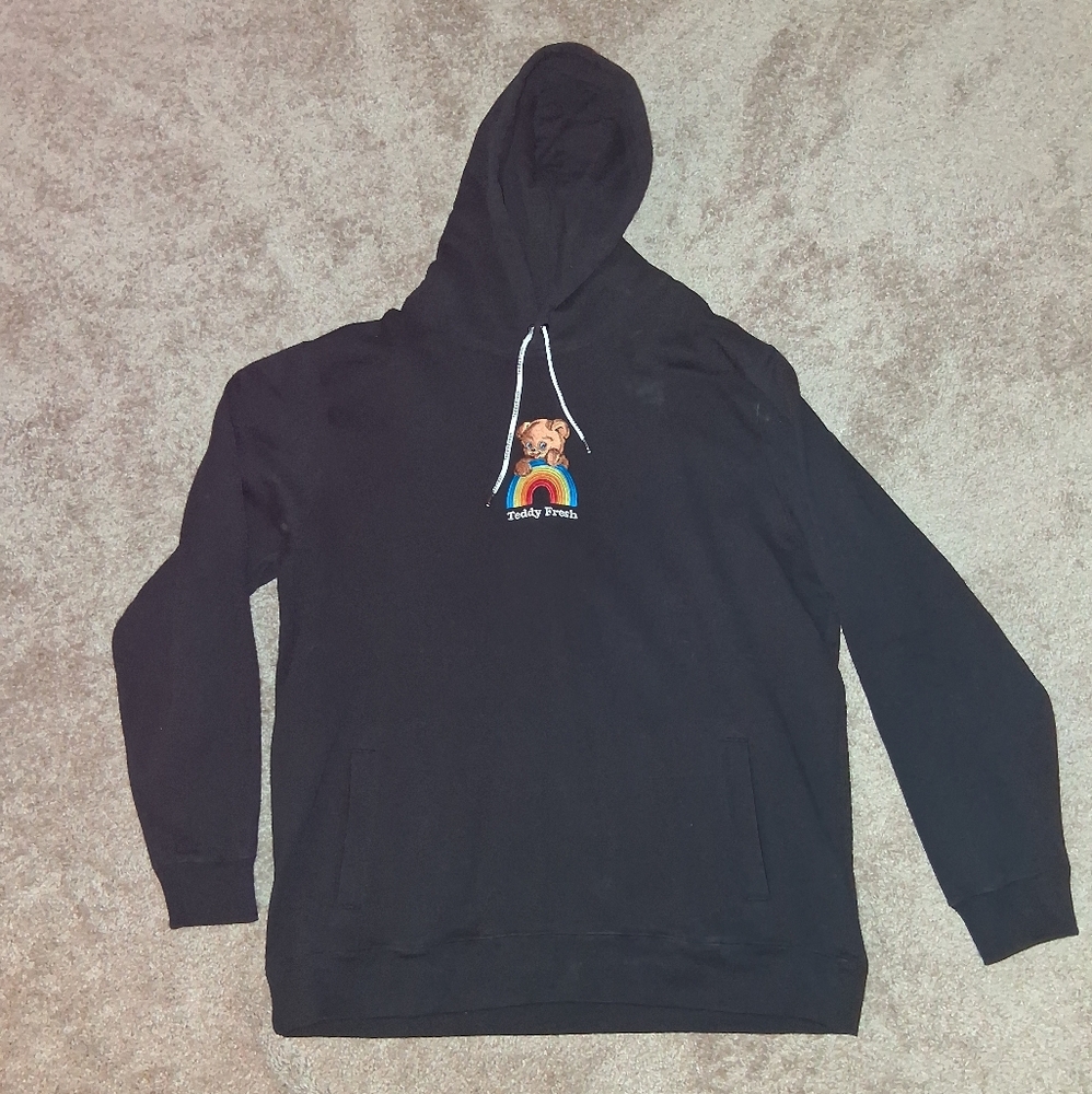 Teddy Fresh Black Hoodie with Embroidered Logo